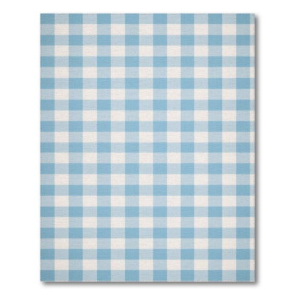 Coastal Beach Blue Gingham Checkered Area Rug