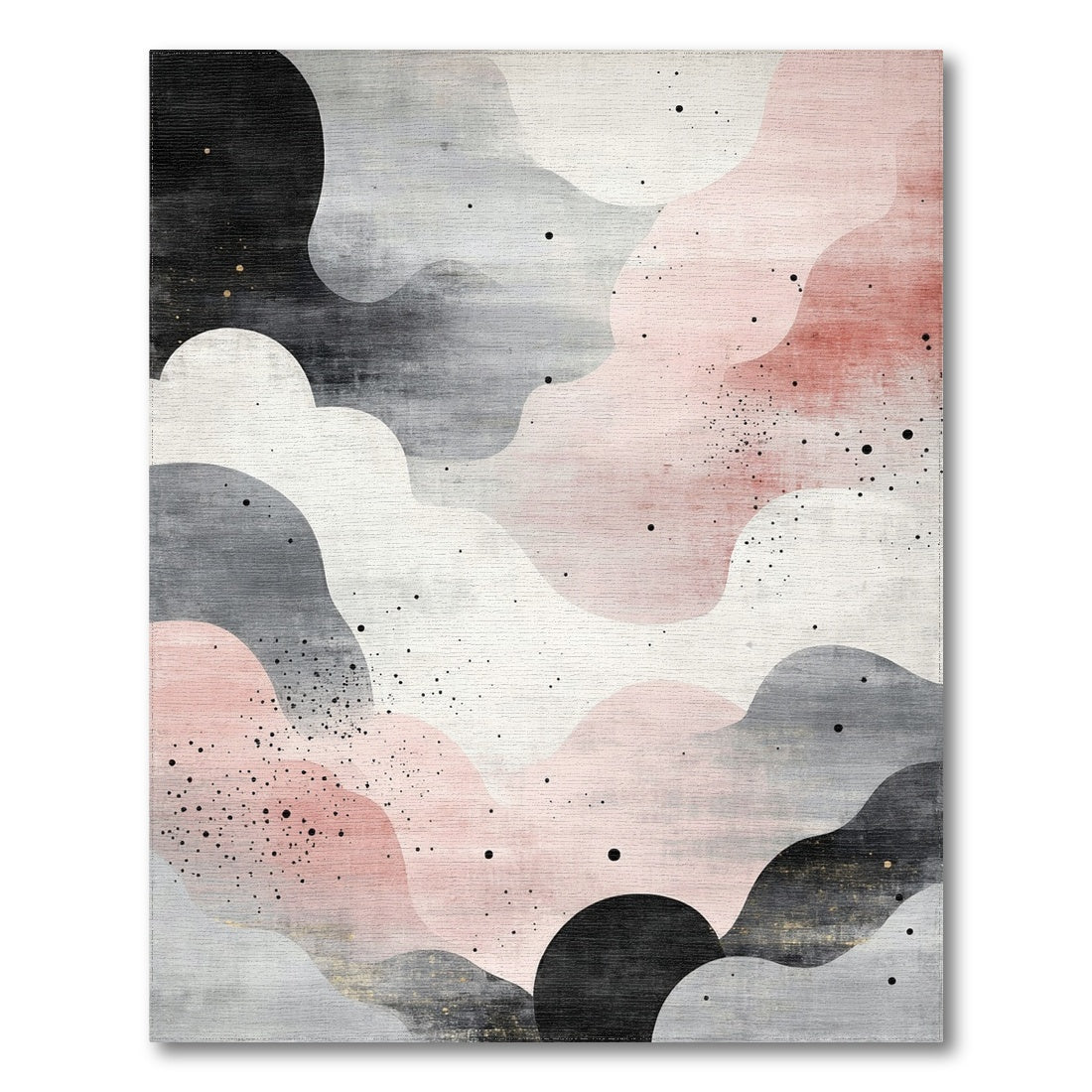 Abstract Wave Pink Black Area Rug