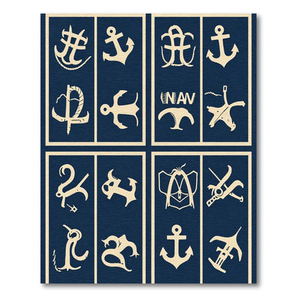 Nautical Anchor Collage Cream Rug