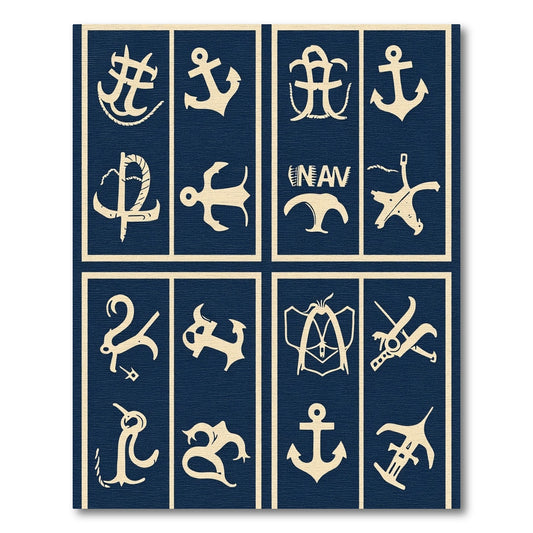 Nautical Anchor Collage Cream Rug