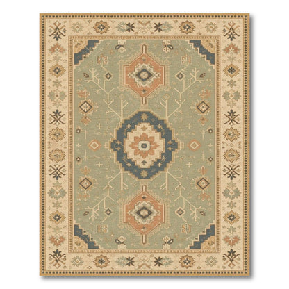 Blue Teal Heritage Medallion Area Rug