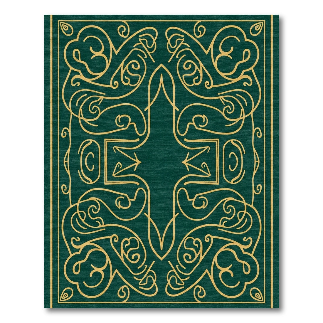 Elegant Emerald Gold Paisley Swirl Rug