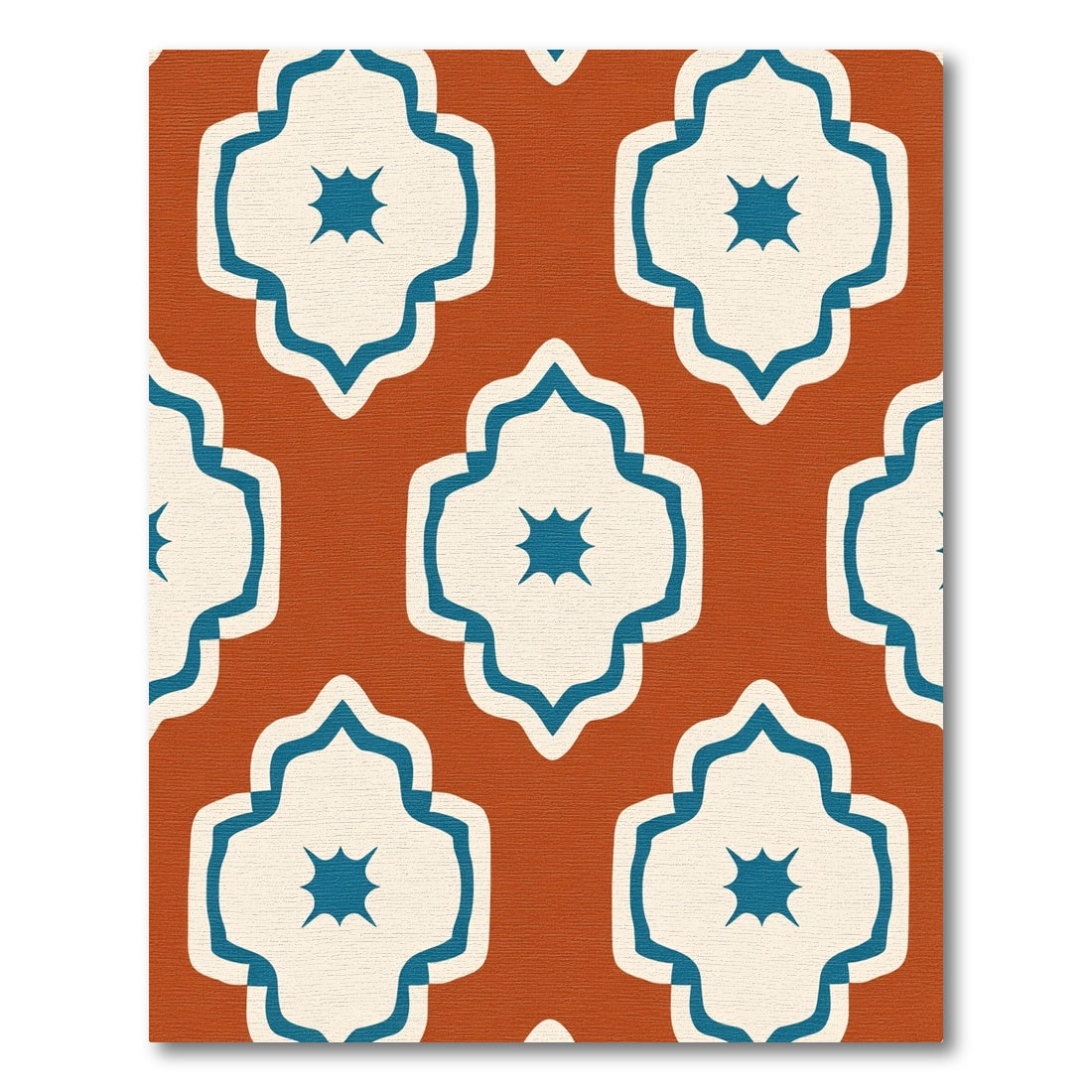 Terracotta Blue Quatrefoil Star Rug