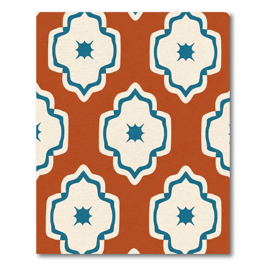 Terracotta Blue Quatrefoil Star Rug