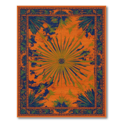 Orange Sunburst Palm Area Rug