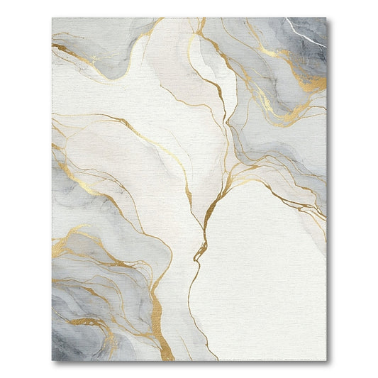 Abstract Area Gold and Silver White Gold Marble Abstract Area Rug