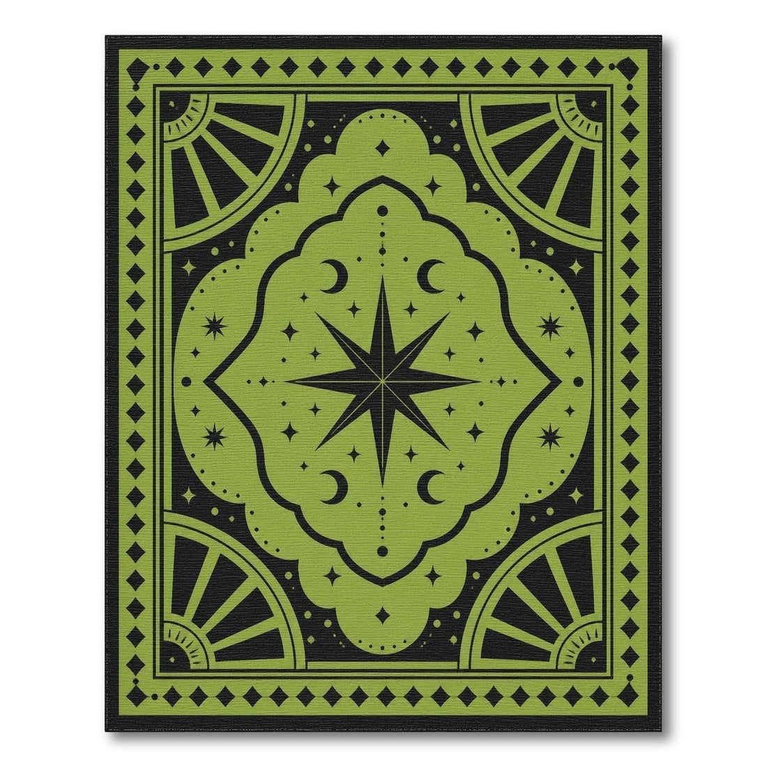 Green Geometric Modern Green Celestial Star Area Rug