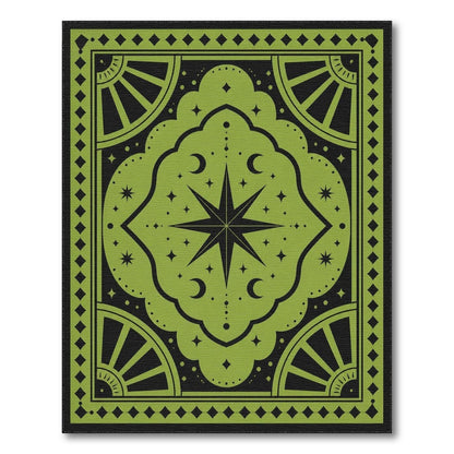 Green Geometric Modern Green Celestial Star Area Rug