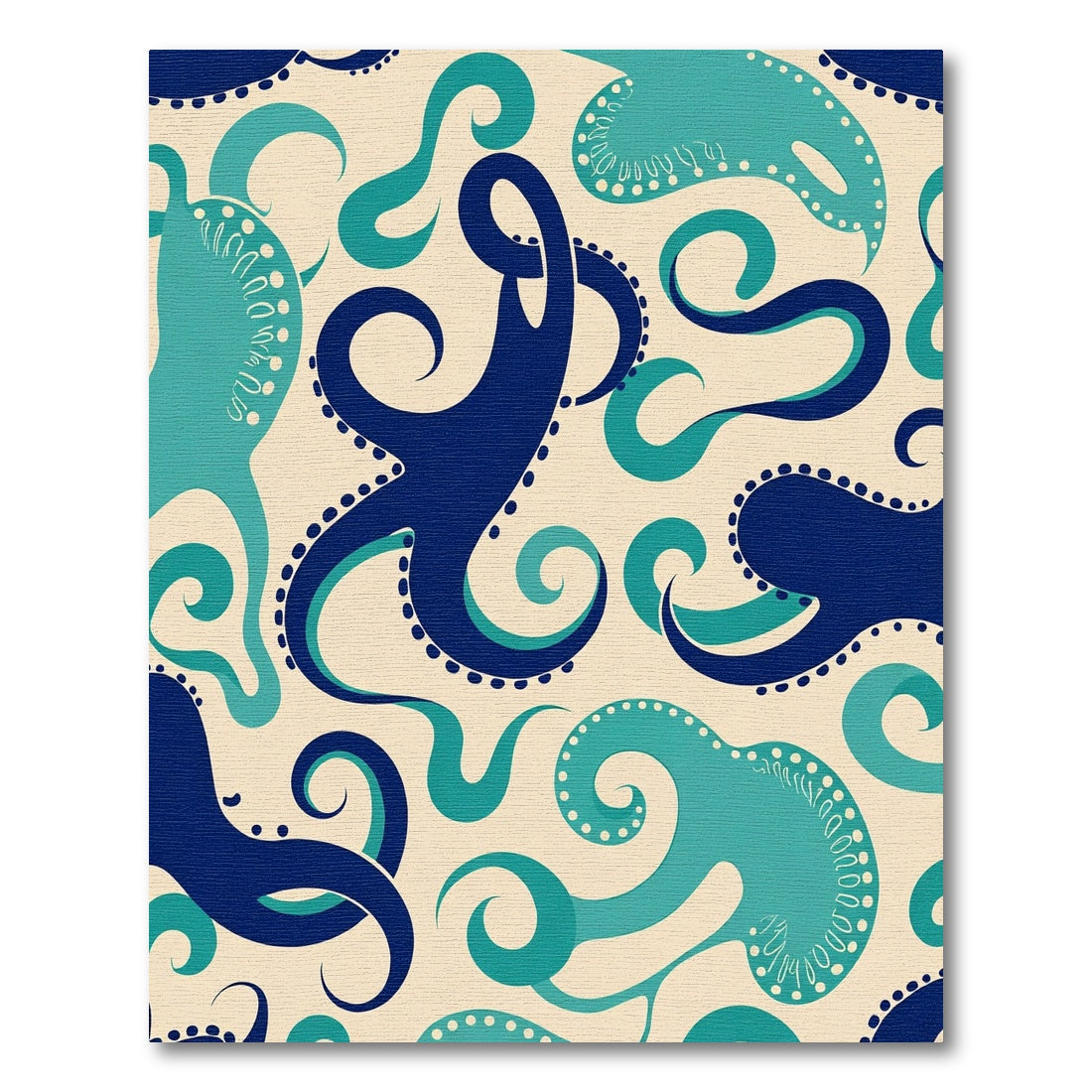Oceanic Blue Octopus Tentacle Swirl Rug