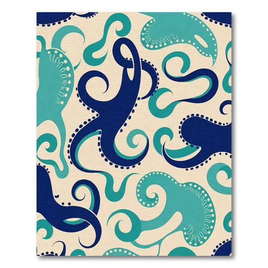 Oceanic Blue Octopus Tentacle Swirl Rug