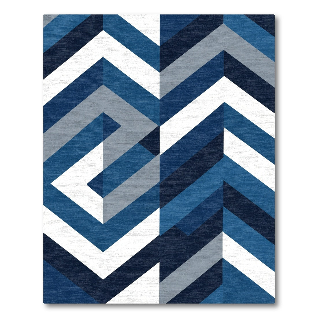 Modern Blue Geometric Chevron Rug