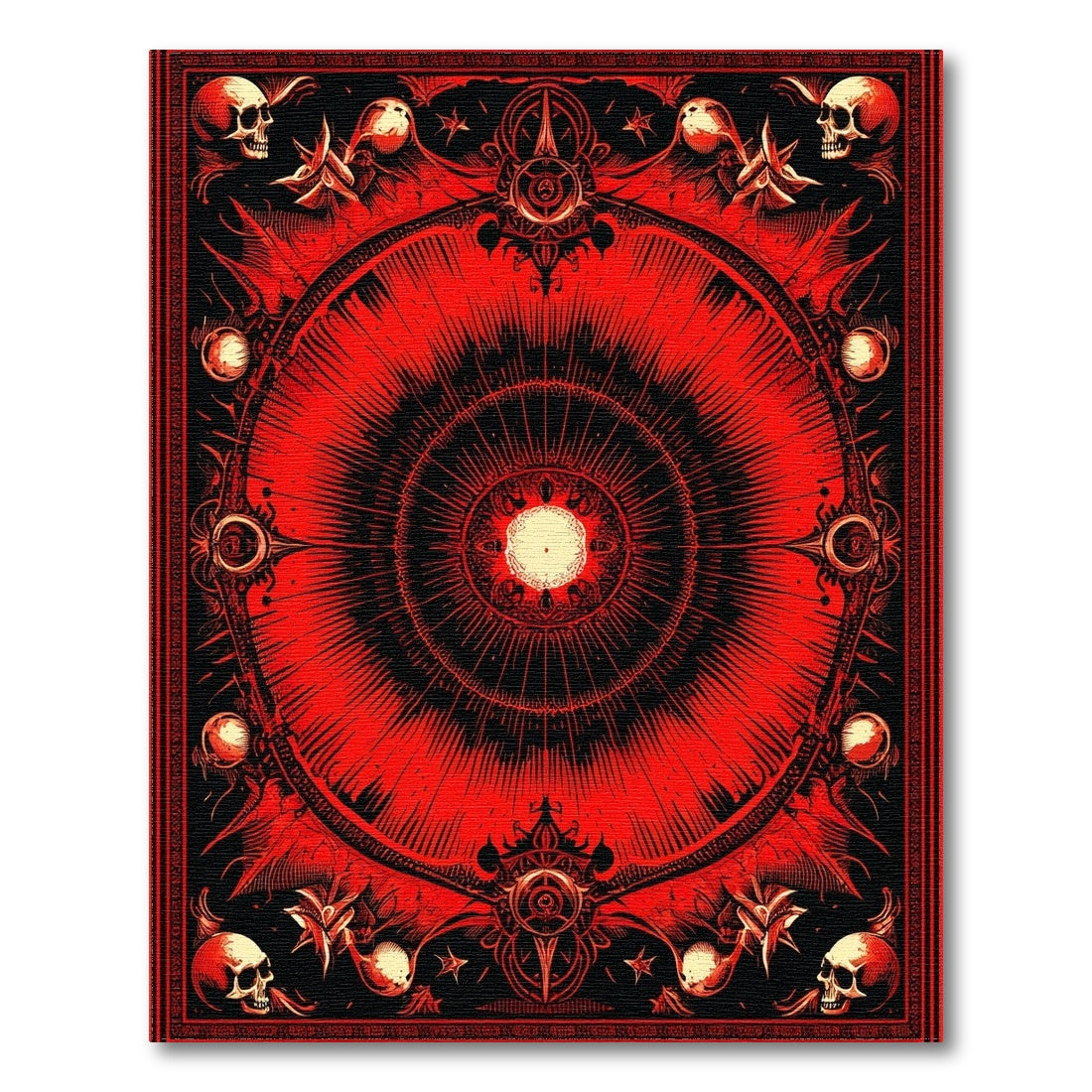Red Skull Mandala Area Rug