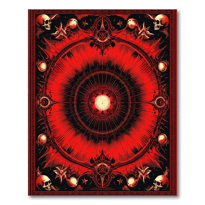 Red Skull Mandala Area Rug