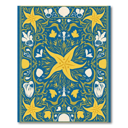 Indigo Yellow Starburst Botanical Rug