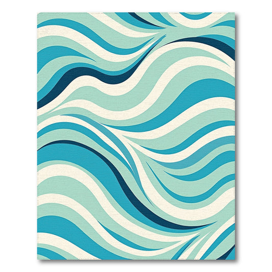 Teal Navy Abstract Wave Rug