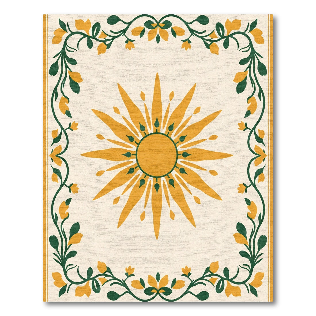 Golden Sun Floral Garland Border Rug