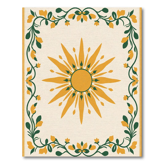 Golden Sun Floral Garland Border Rug