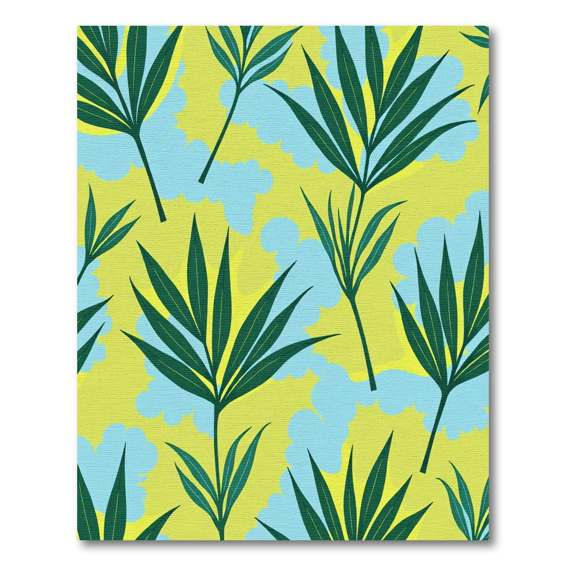 Emerald Leaves Sky Blue Clouds Rug