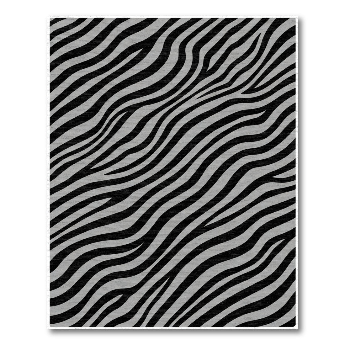 Black Silver Zebra Stripe Abstract Rug