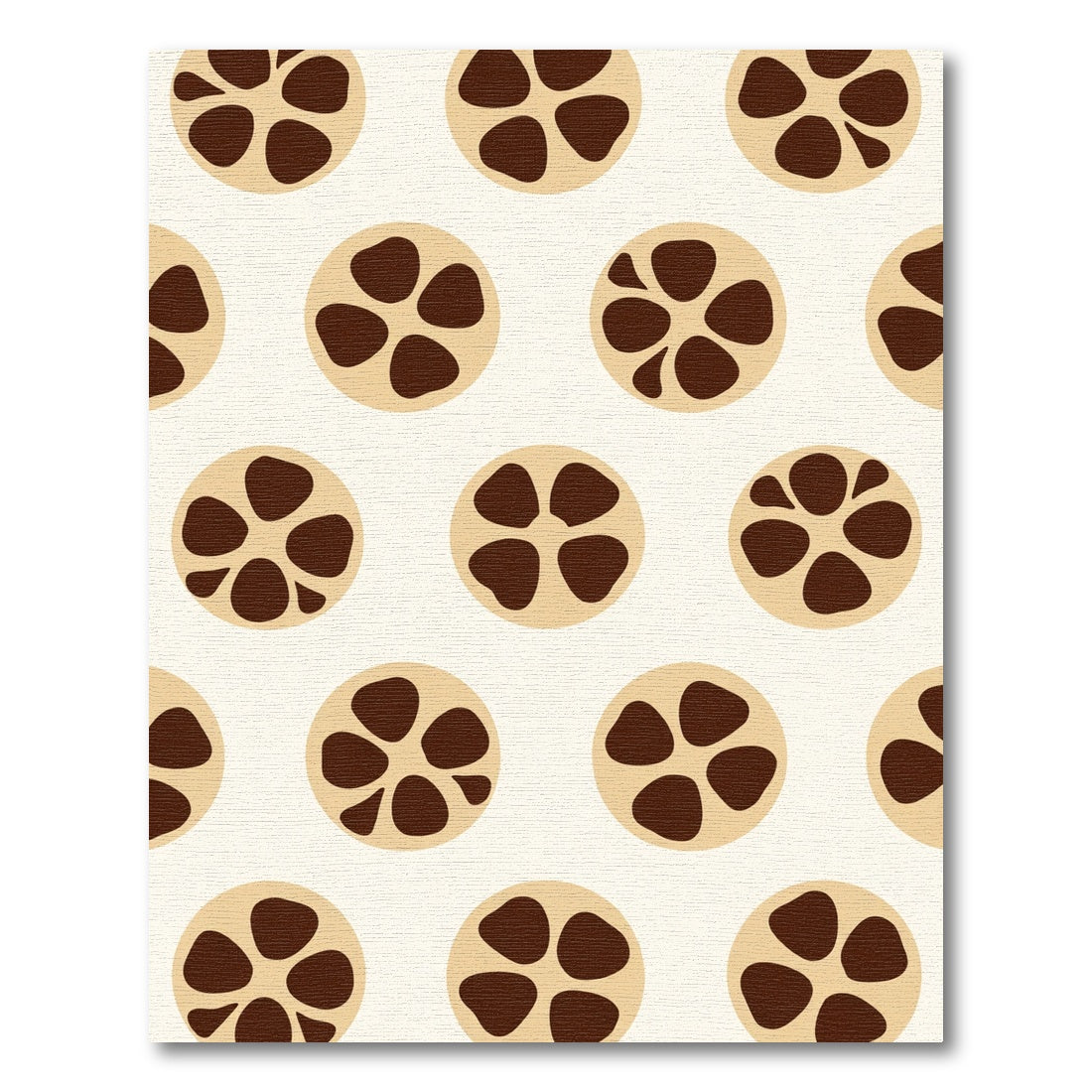Chic Cream Brown Flower Circles Rug