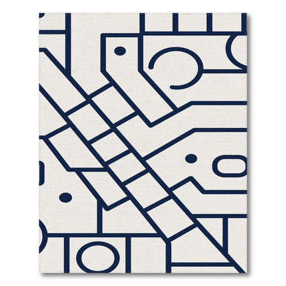 Blue and Teal Navy Geometric Area Rug