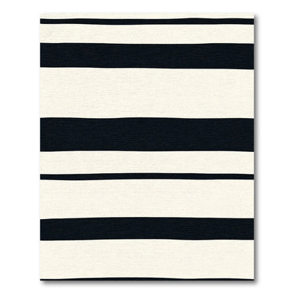 Bold Black Cream Stripe Rug