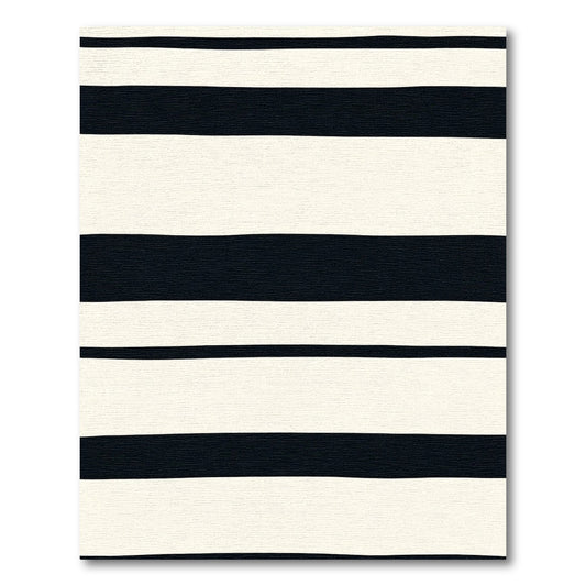 Bold Black Cream Stripe Rug