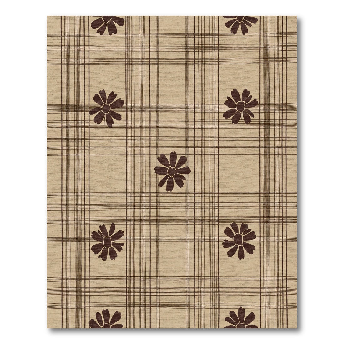 Brown Floral Plaid Meadow Rug