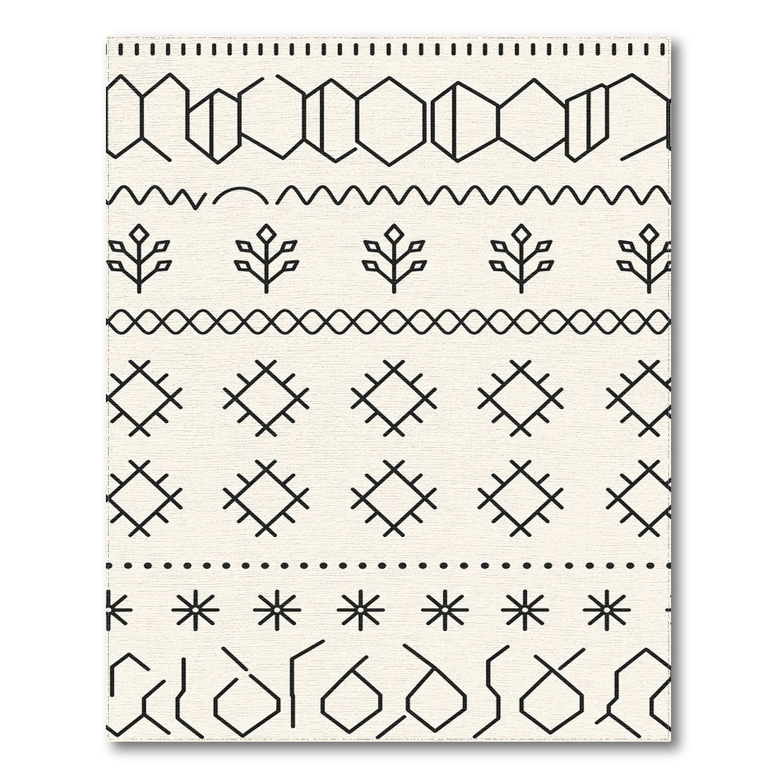 Black White Heritage Tribal Area Rug