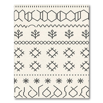 Black White Heritage Tribal Area Rug