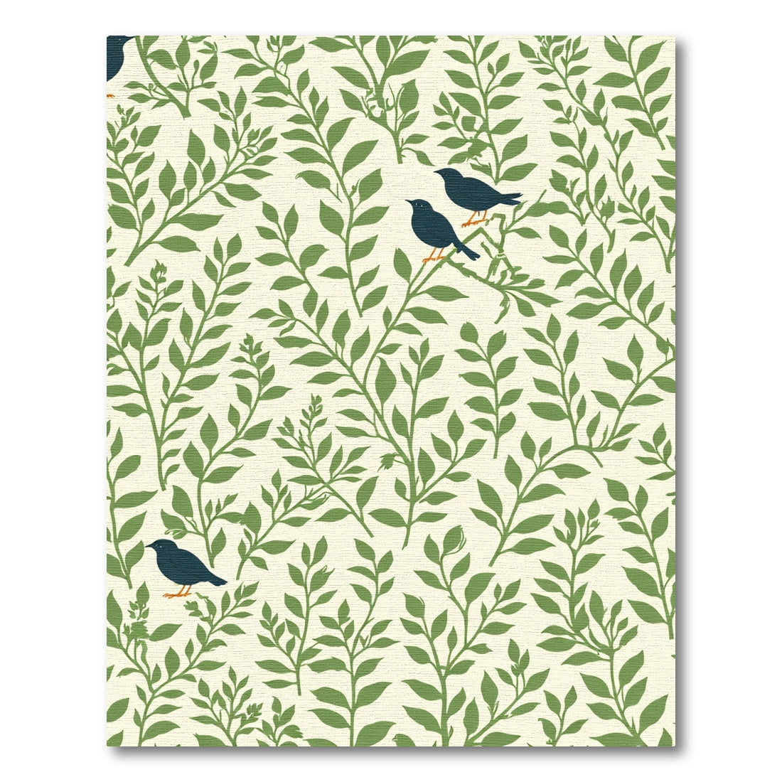 Green Foliage With Birds Rug