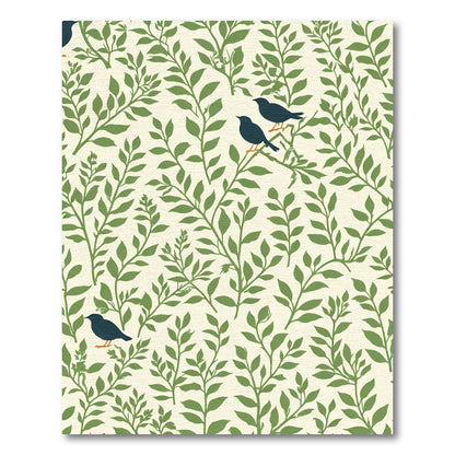 Green Foliage With Birds Rug