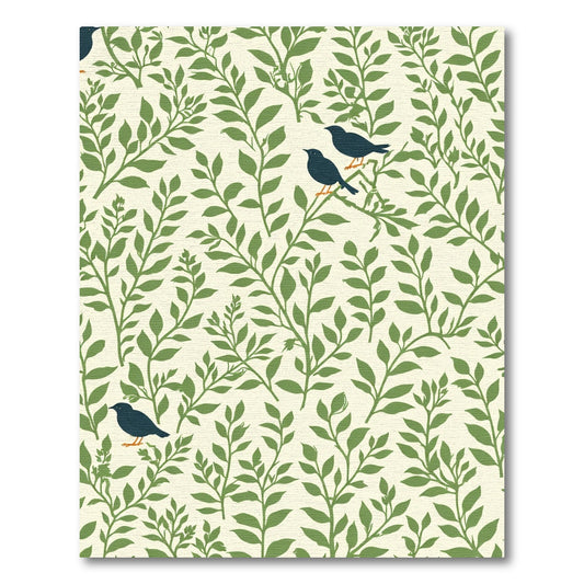 Green Foliage With Birds Rug