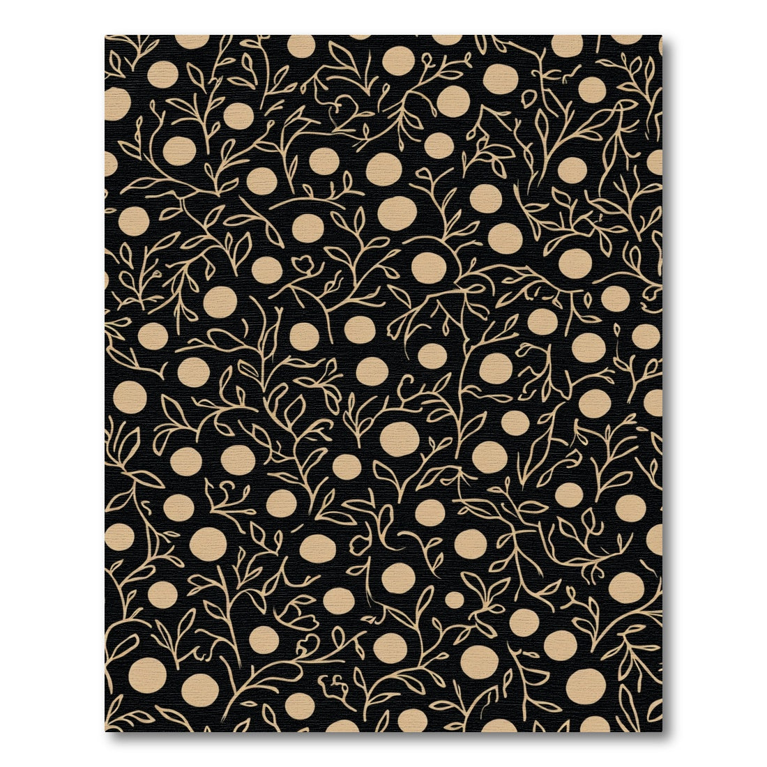 Earthy Vine And Dot Pattern Rug