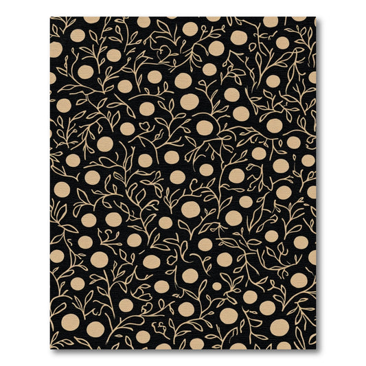 Earthy Vine And Dot Pattern Rug