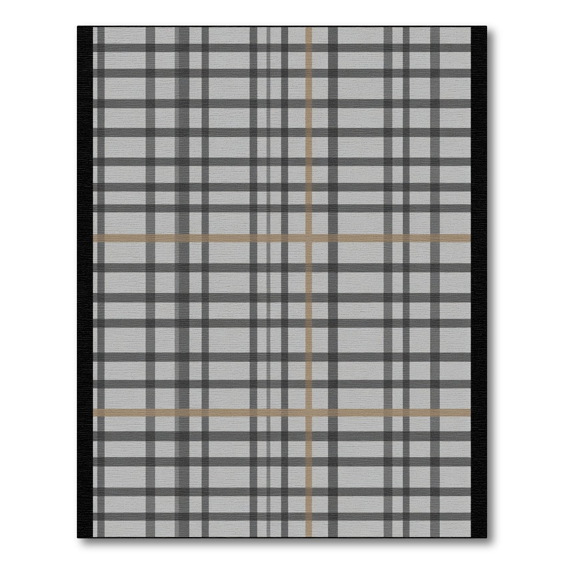 Classic Tan Gray Plaid Lines Rug
