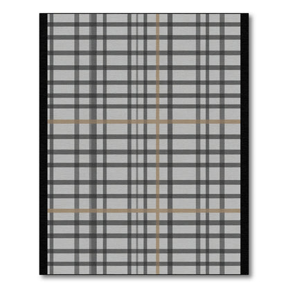 Classic Tan Gray Plaid Lines Rug