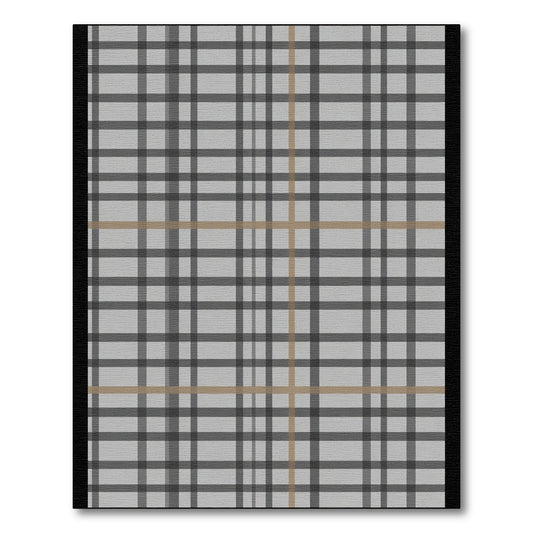 Classic Tan Gray Plaid Lines Rug