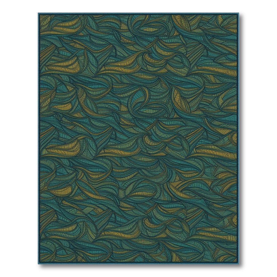 Abstract Area Teal Gold Swirl Abstract Area Rug