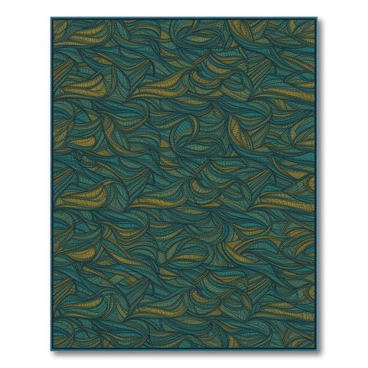 Abstract Area Teal Gold Swirl Abstract Area Rug