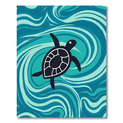 Deep Blue Turtle Ocean Swirl Rug