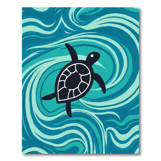 Deep Blue Turtle Ocean Swirl Rug