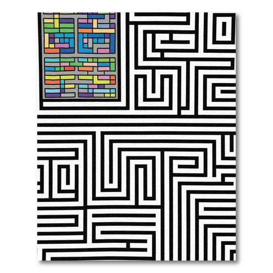 Colorful Geometric Maze Art Rug