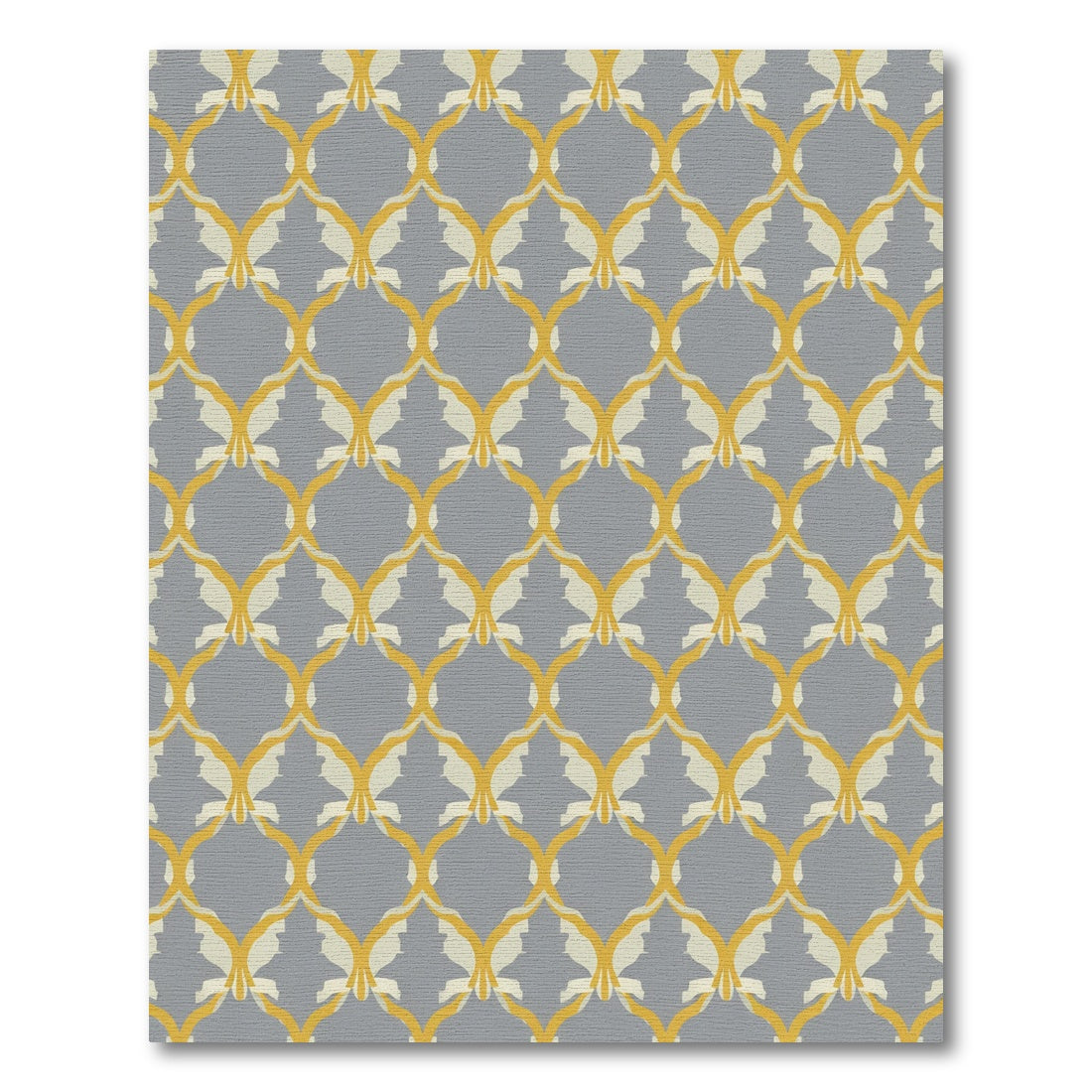 Gray and Gold Quatrefoil Lattice Rug