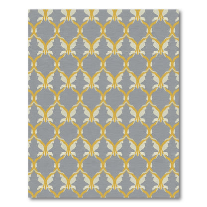 Gray and Gold Quatrefoil Lattice Rug