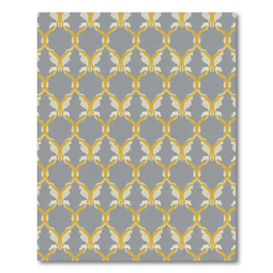 Gray and Gold Quatrefoil Lattice Rug