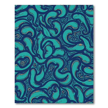 Vibrant Teal Flowing Swirls Composed Rug