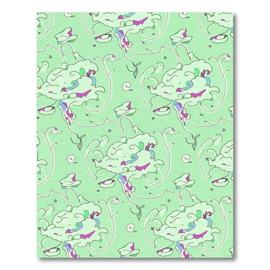 Whimsical Green Abstract Organic Flow Rug