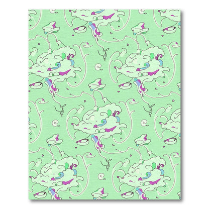 Whimsical Green Abstract Organic Flow Rug