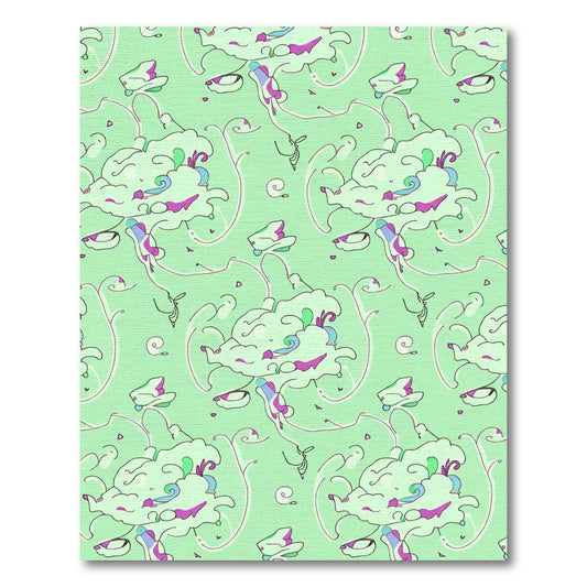 Whimsical Green Abstract Organic Flow Rug